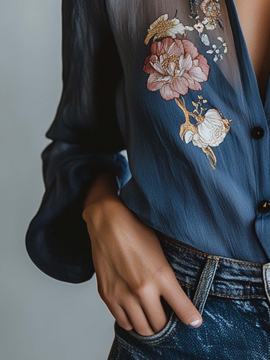 Blouse florale bohème chic pour femme