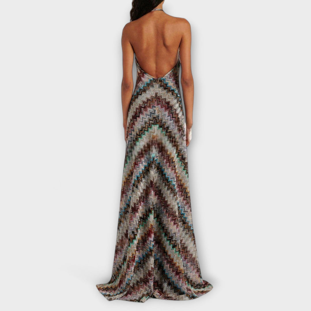 Reese - Robe tricotée Jodie avec motif chevrons coloré