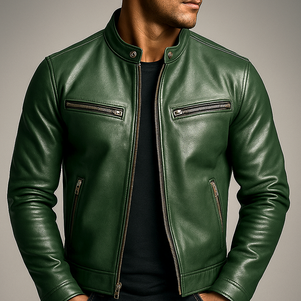 Leon | Casual Leather Jacket with Soft Lining and Fitted Cut