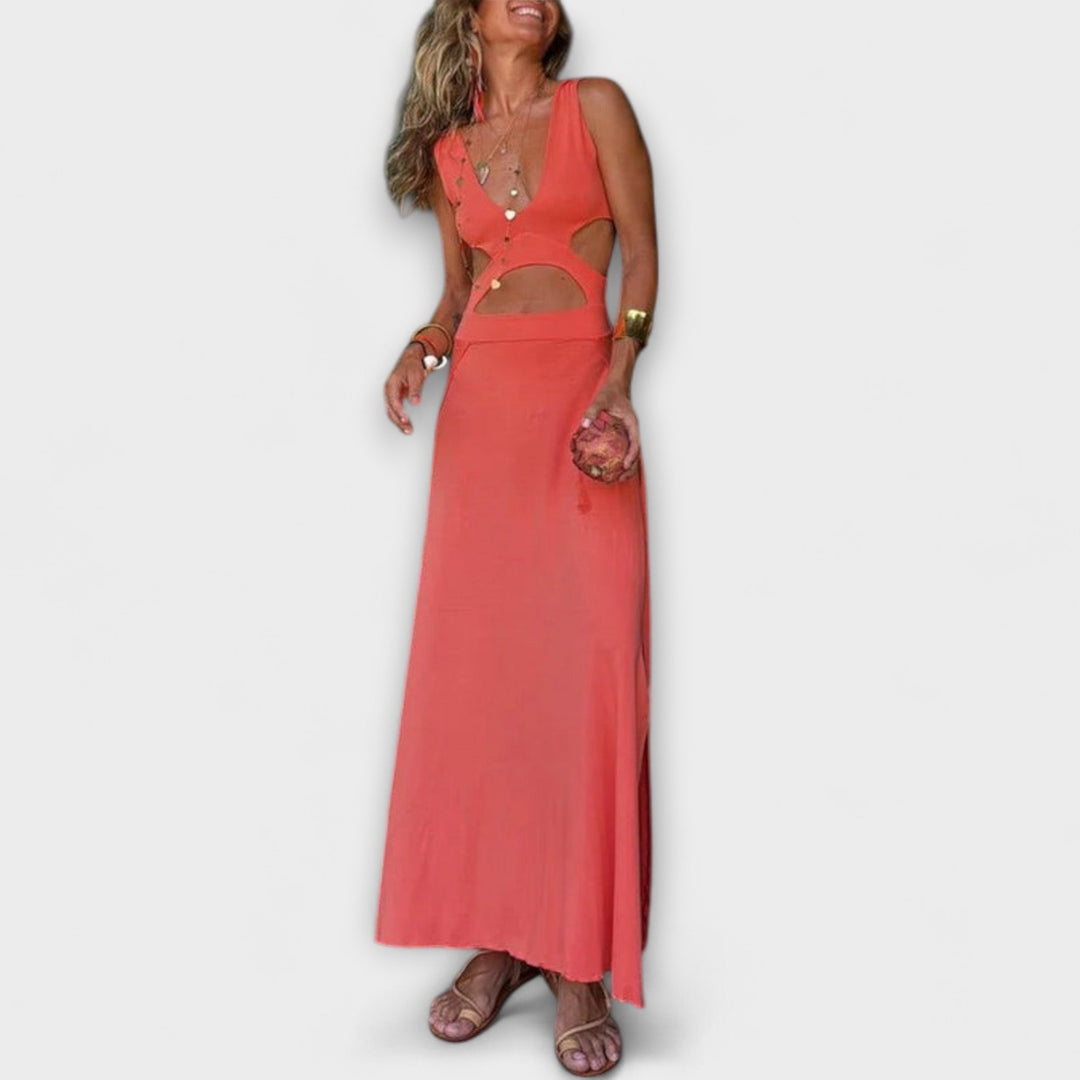 Ella - Robe stretch Eleanor tie-dye avec découpes et fente