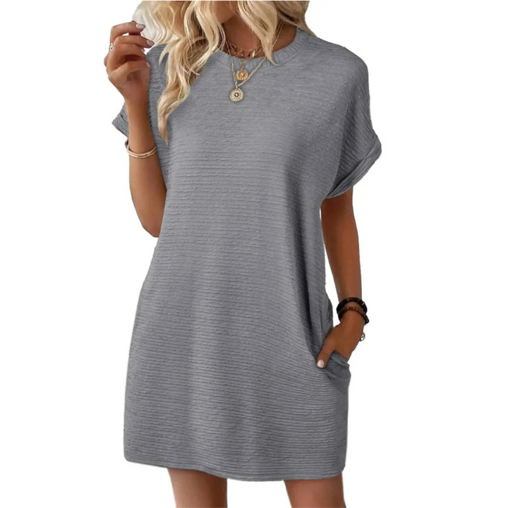 EVASHA™ – Robe d'été minimaliste décontractée à col rond