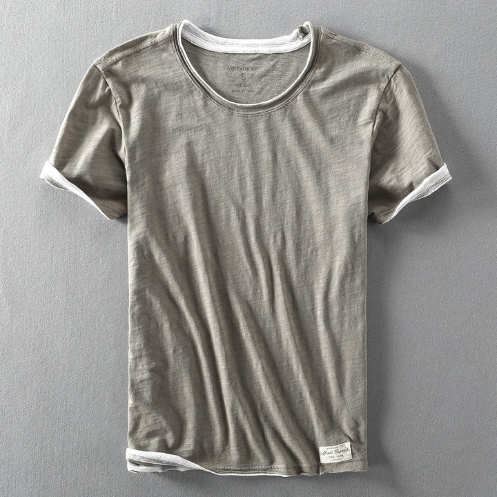 T-shirt double couche à col rond Elias