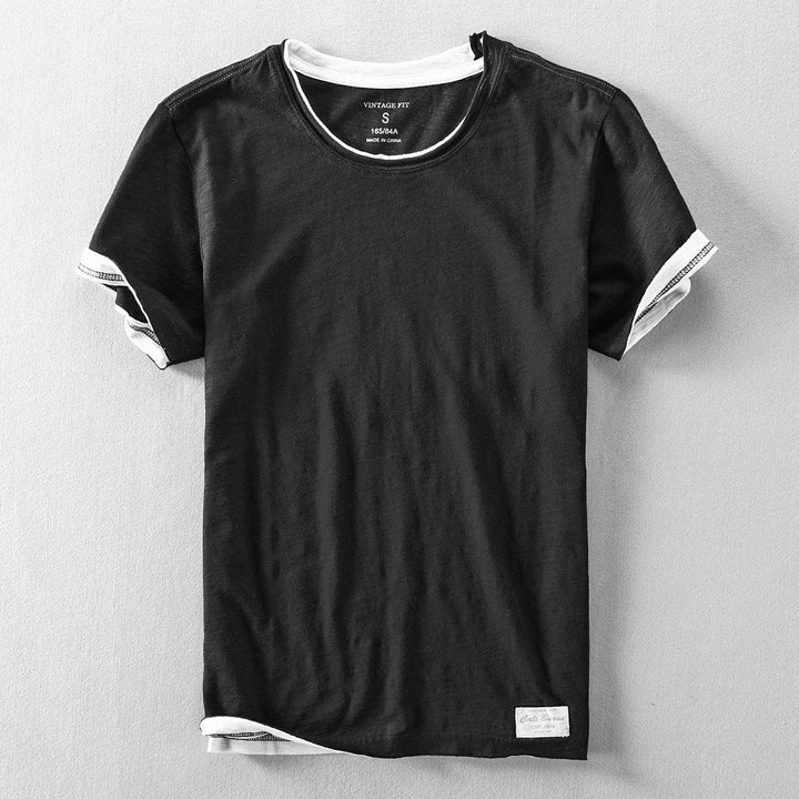 T-shirt double couche à col rond Elias