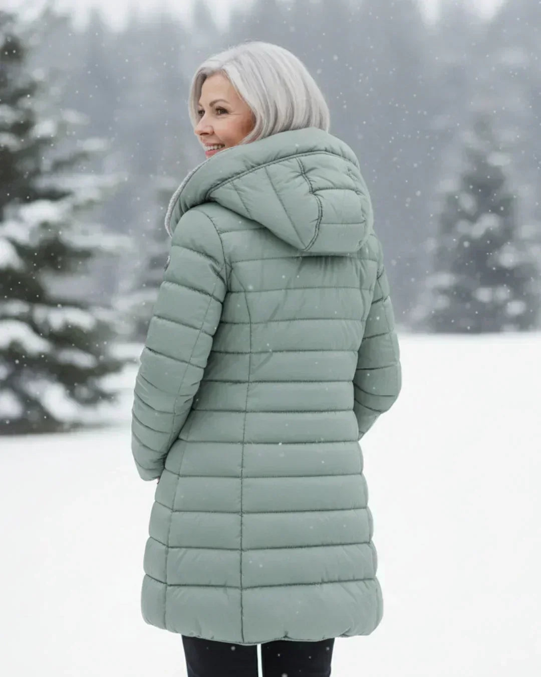 Apolline | Padded Long Quilted Jacket with A-Line Cut and Front Zip Closure