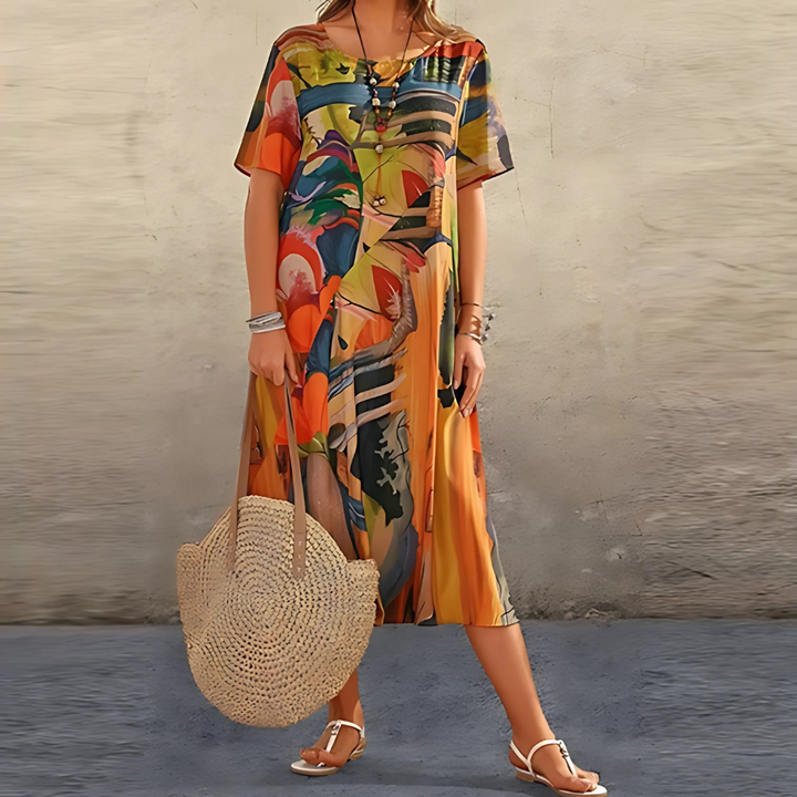 Filomena | Robe à imprimé abstrait stylée