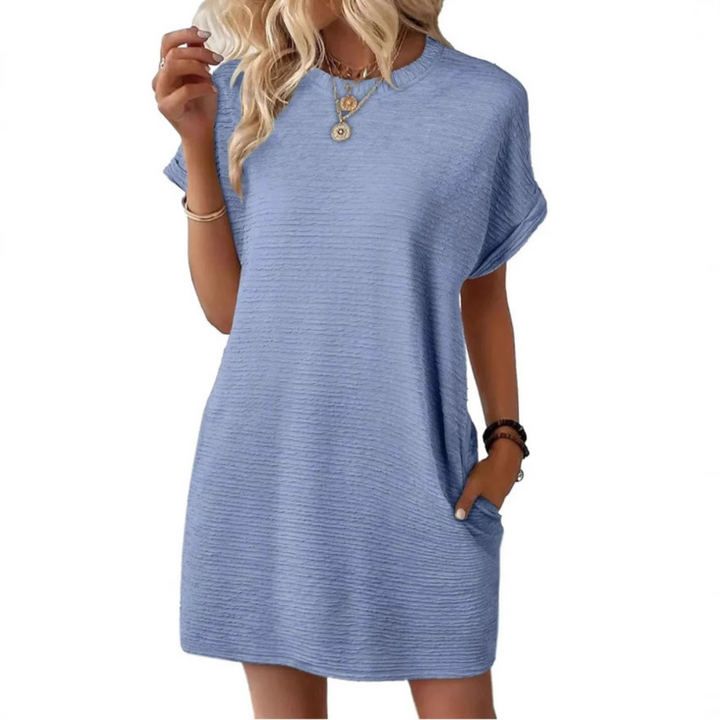 EVASHA™ – Robe d'été minimaliste décontractée à col rond