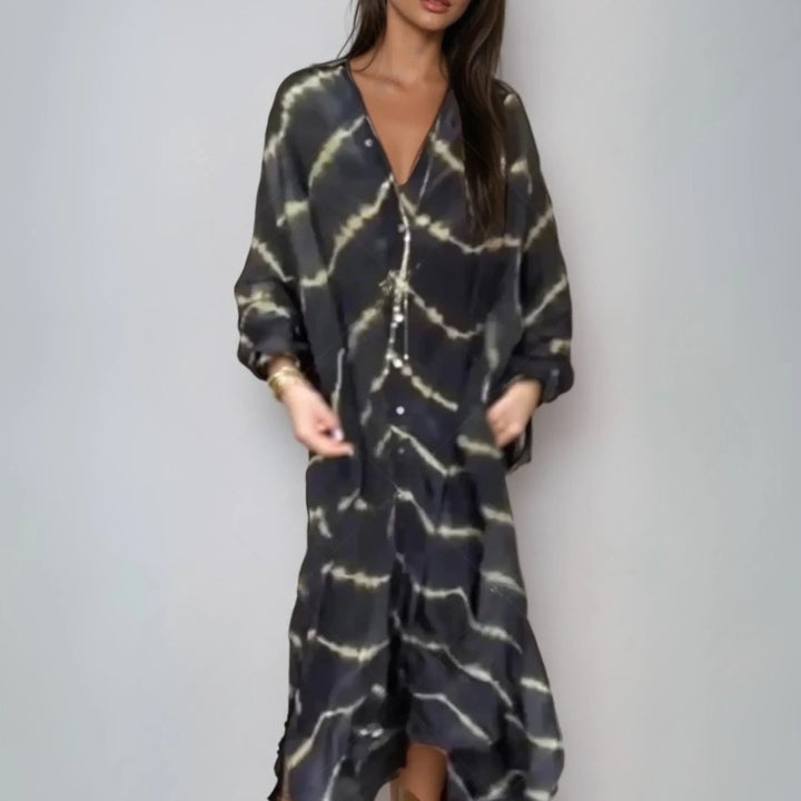 Lina™ - Robe à manches longues à imprimé rayé
