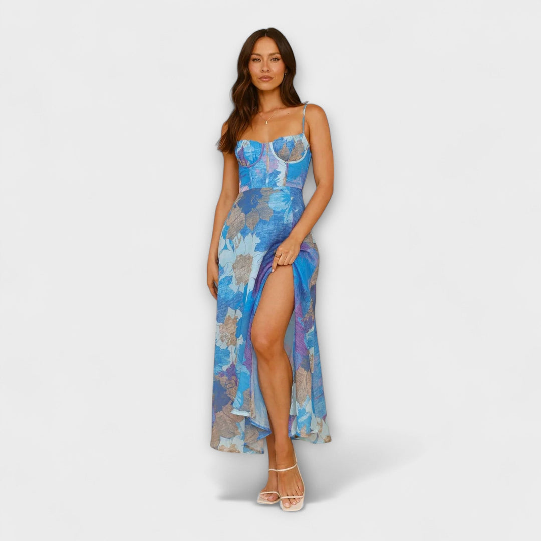 Audrey - Robe à Bretelles Imprimé Floral pour Femme - Stylée et Séduisante