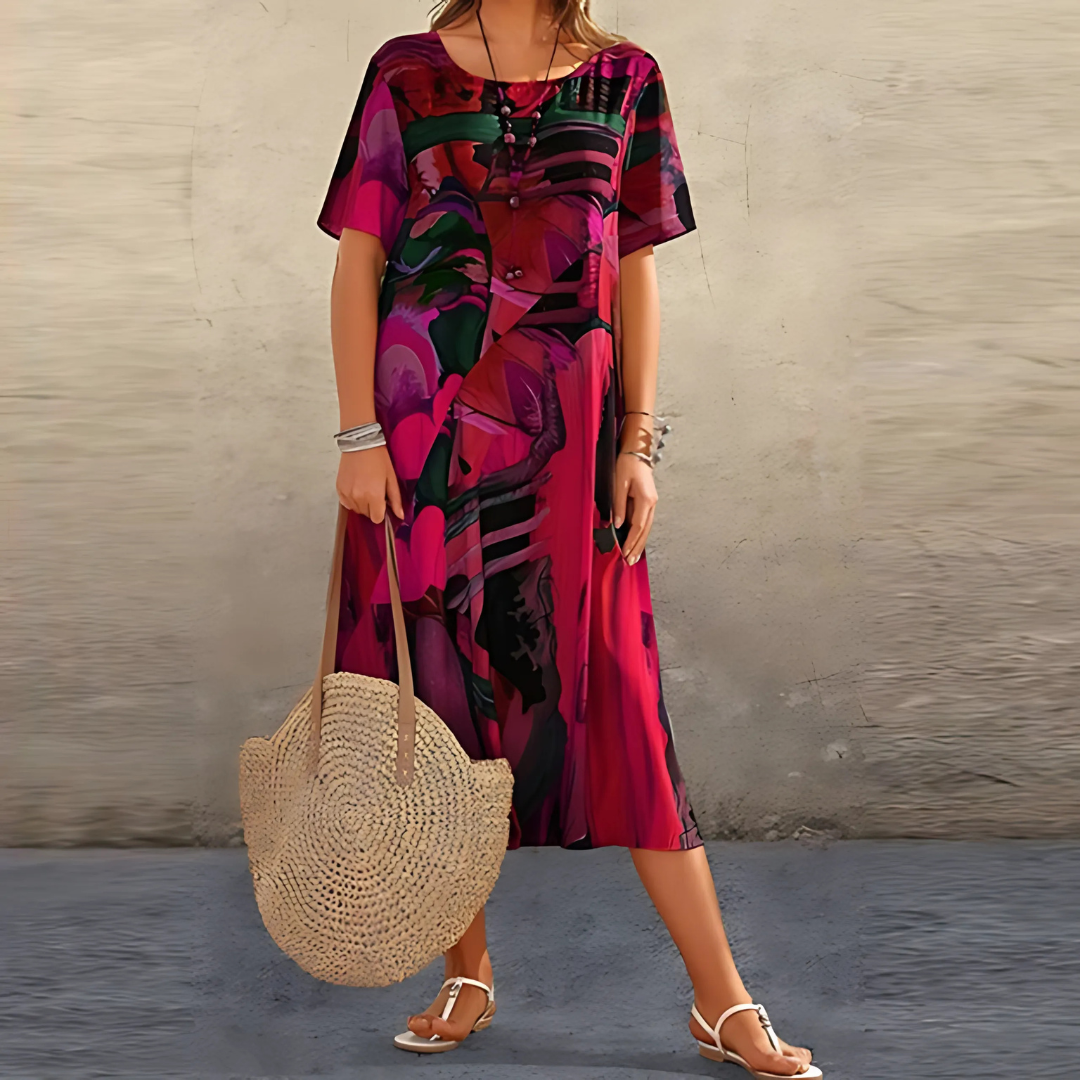 Filomena | Robe à imprimé abstrait stylée