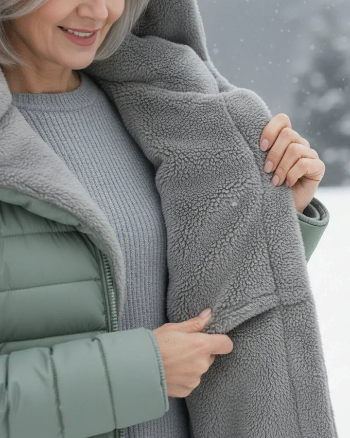 Apolline | Padded Long Quilted Jacket with A-Line Cut and Front Zip Closure