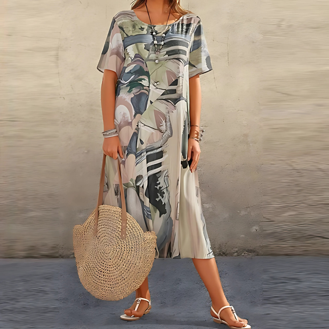 Filomena | Robe à imprimé abstrait stylée