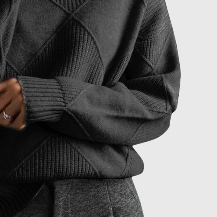 Romilly | Pull en maille sophistiqué à col roulé montant avec motif géométrique texturé