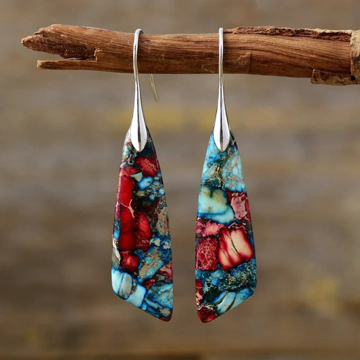 Boucles d'oreilles rétro en pierres colorées