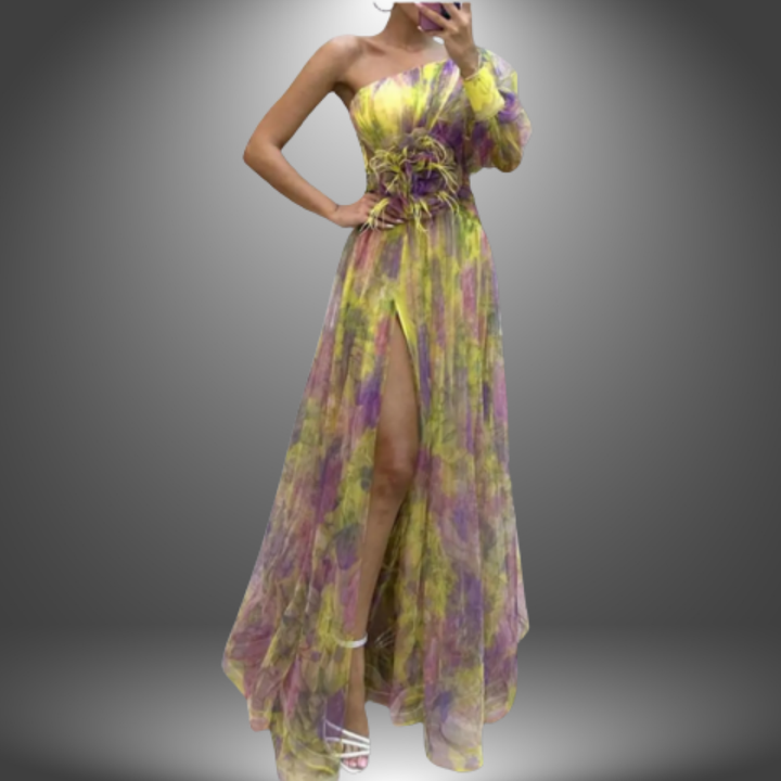 Addison | Robe maxi florale vibrante à une épaule