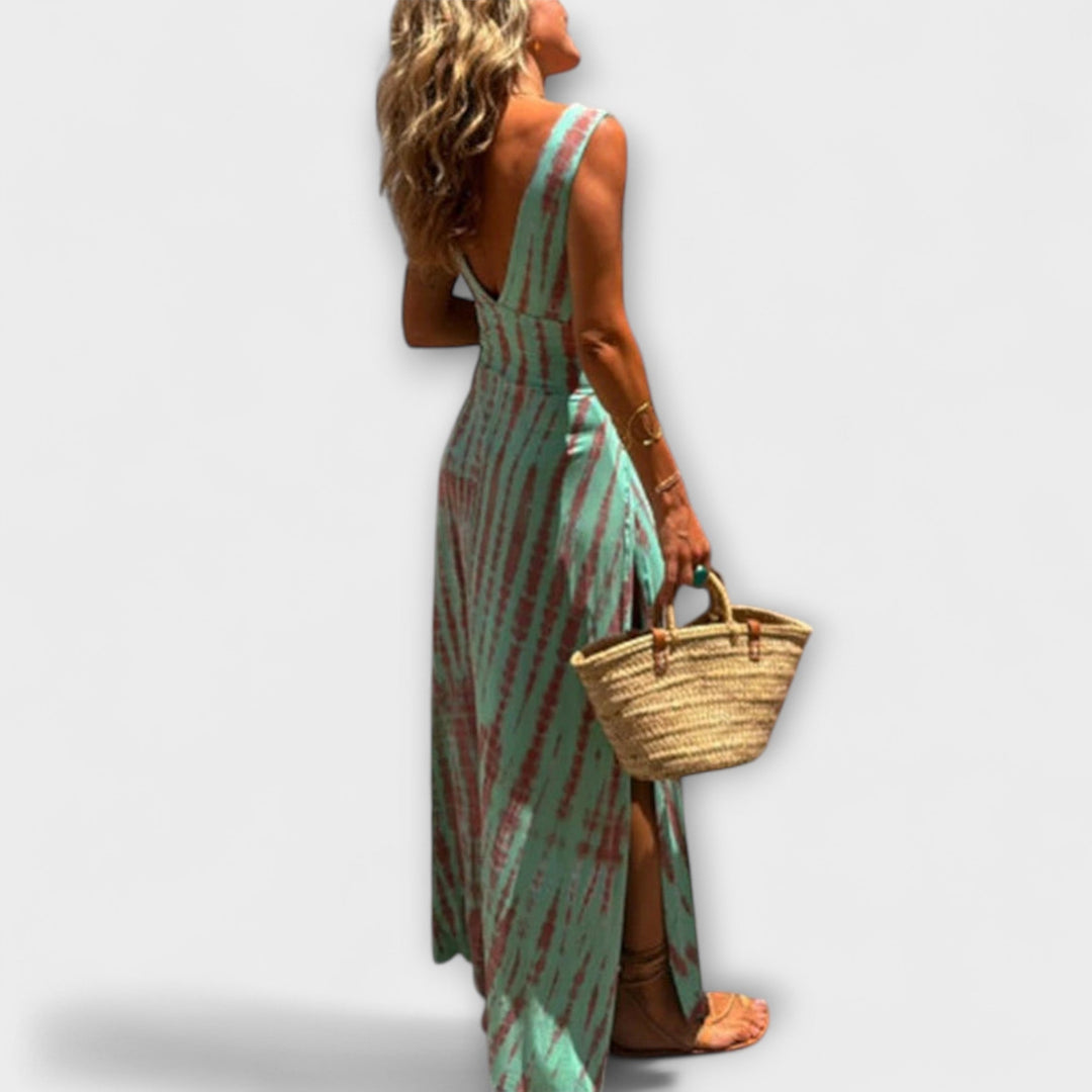 Ella - Robe stretch Eleanor tie-dye avec découpes et fente
