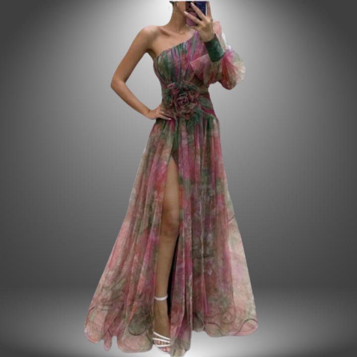 Addison | Robe maxi florale vibrante à une épaule