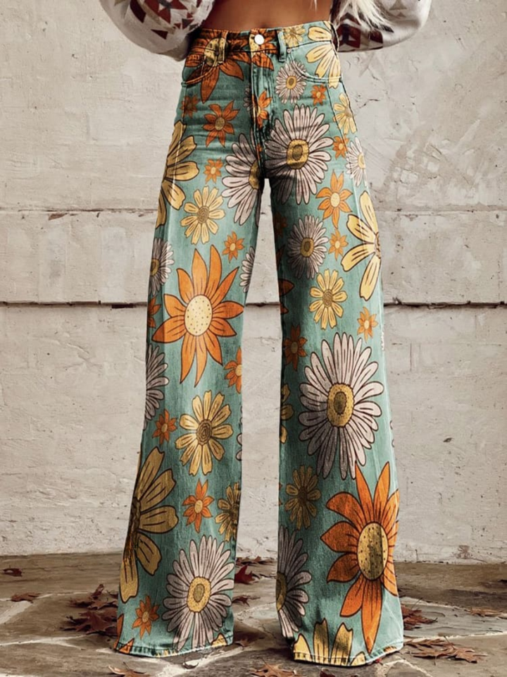 Scarlett™ - Pantalon large vintage à imprimé floral