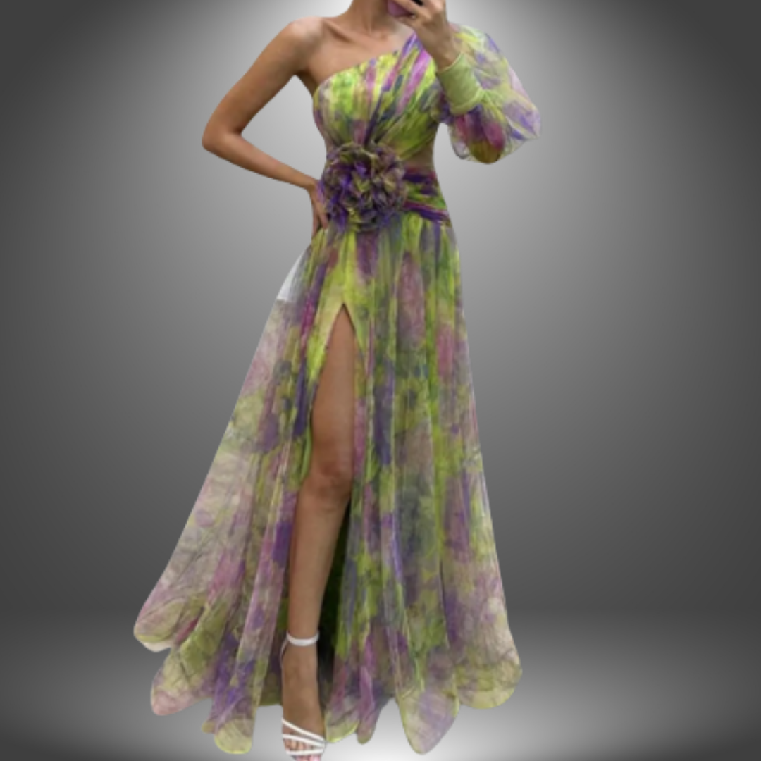Addison | Robe maxi florale vibrante à une épaule