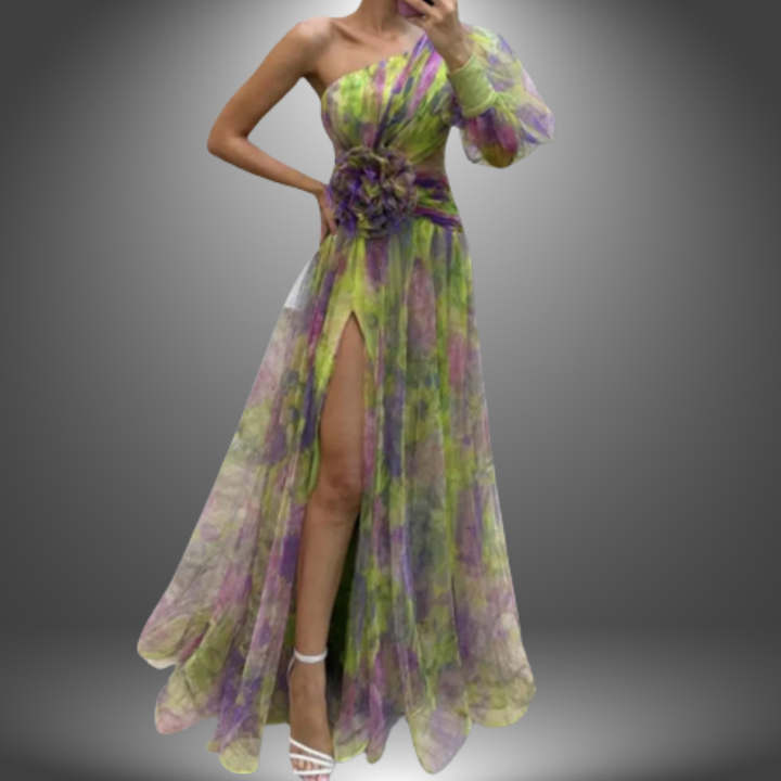 Addison | Robe maxi florale vibrante à une épaule