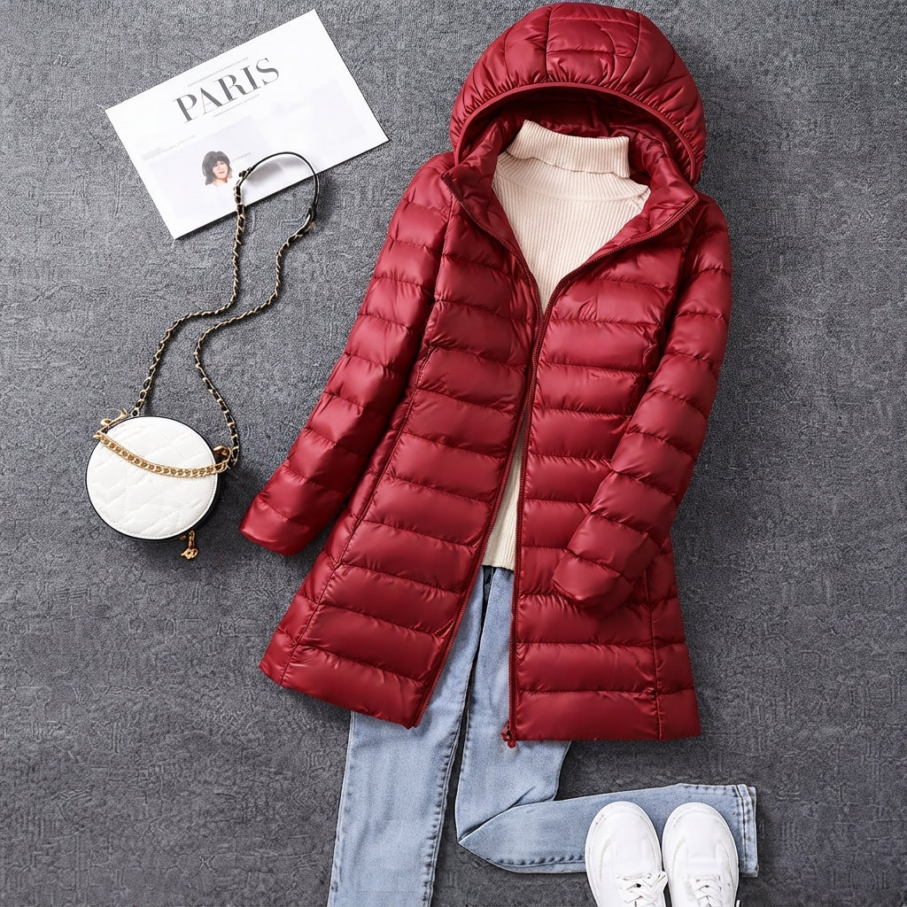Cordula | Ultralight Long Quilted Parka with Fitted Waist and Integrated Hood