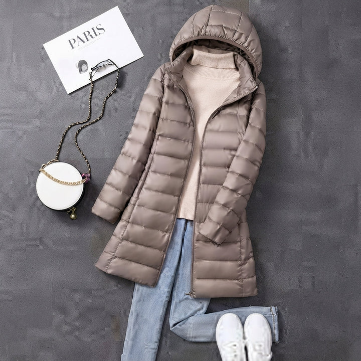 Cordula | Ultralight Long Quilted Parka with Fitted Waist and Integrated Hood