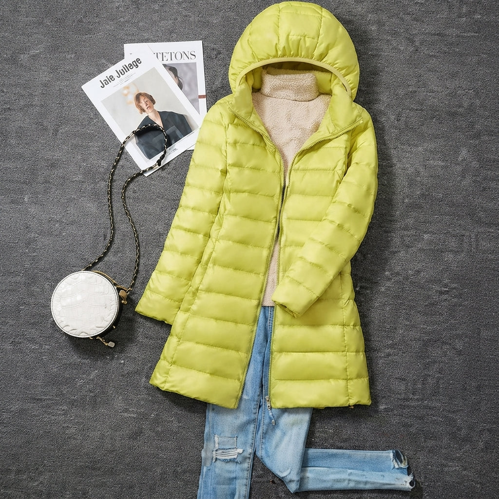 Cordula | Ultralight Long Quilted Parka with Fitted Waist and Integrated Hood