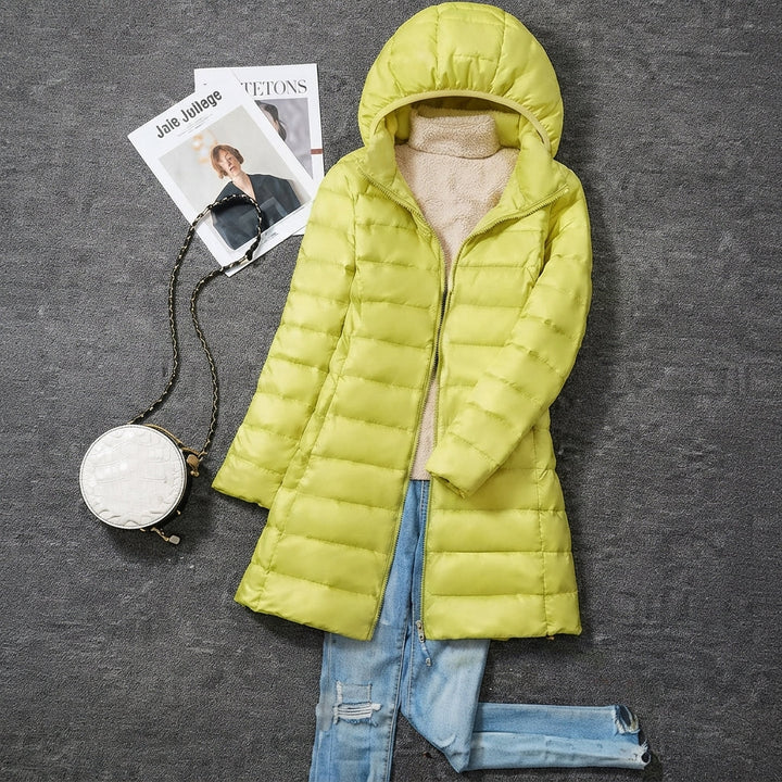 Cordula | Ultralight Long Quilted Parka with Fitted Waist and Integrated Hood