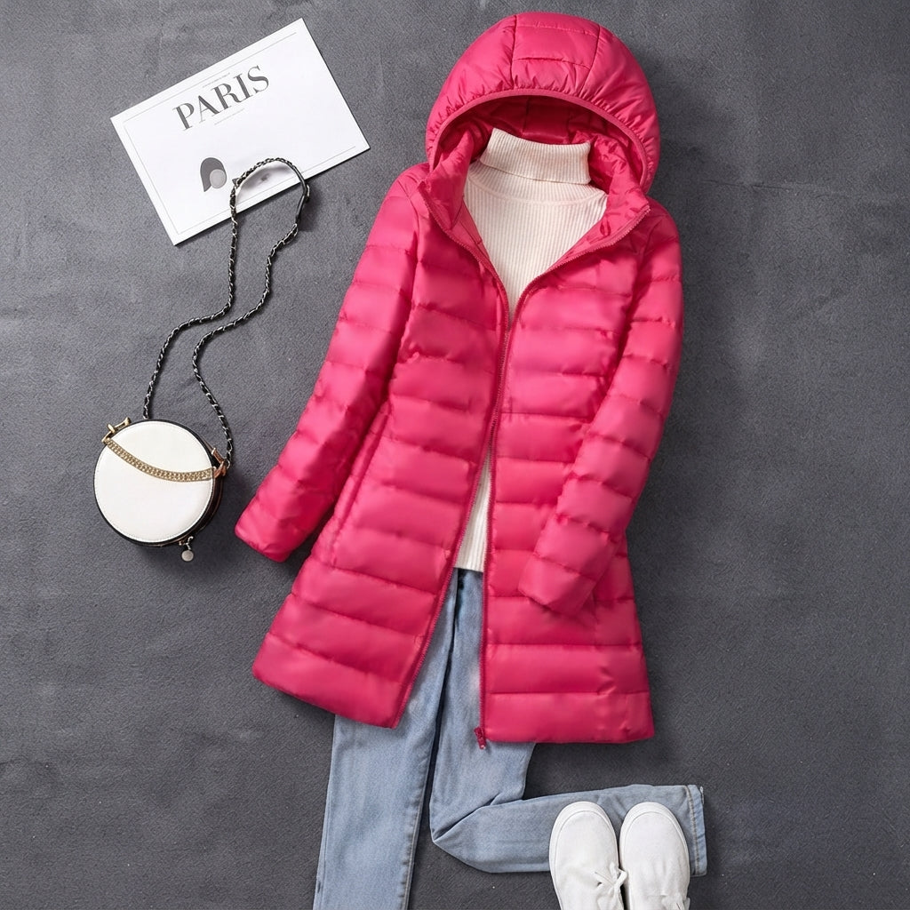 Cordula | Ultralight Long Quilted Parka with Fitted Waist and Integrated Hood