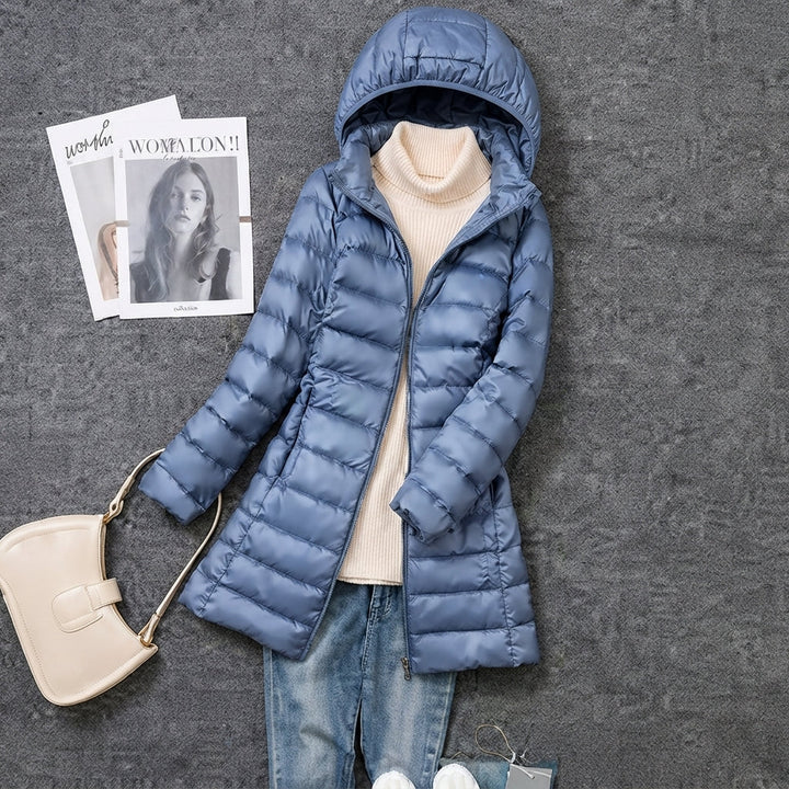 Cordula | Ultralight Long Quilted Parka with Fitted Waist and Integrated Hood