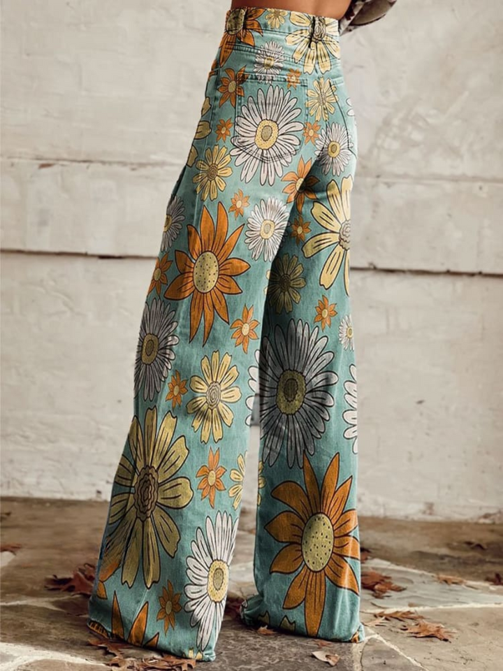 Scarlett™ - Pantalon large vintage à imprimé floral