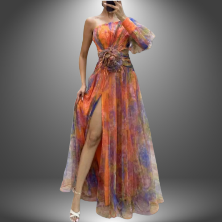 Addison | Robe maxi florale vibrante à une épaule