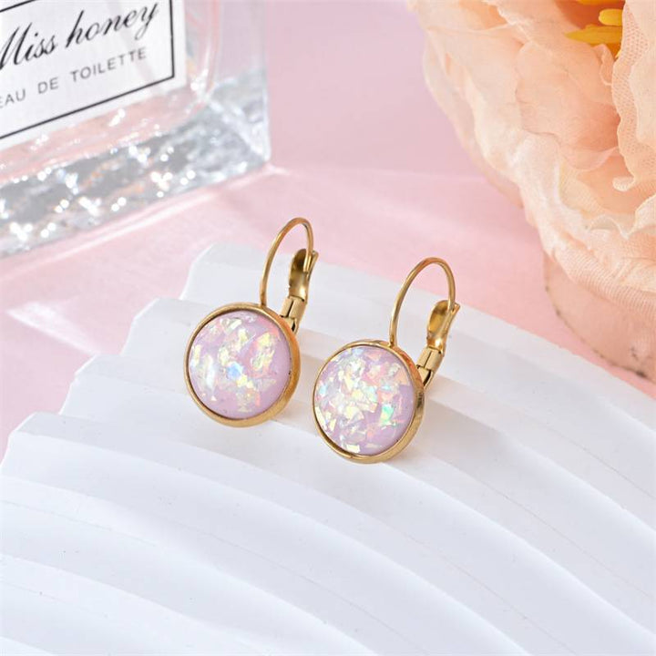 Boucles d'oreilles rétro en or avec pierre d'opale