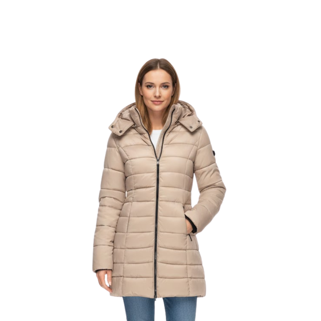 Fernanda | Parka acolchoada com isolamento, capuz funcional e fechamento com zíper