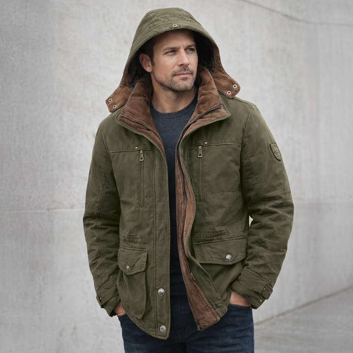 Colter | Veste imperméable résistante pour homme, doublée en polaire, avec capuche amovible