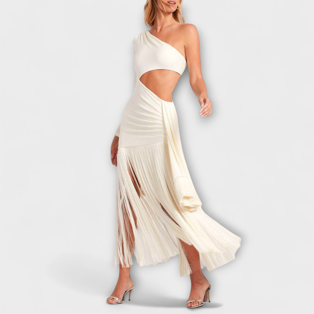Alice - Robe maxi à franges et découpes accrocheuses