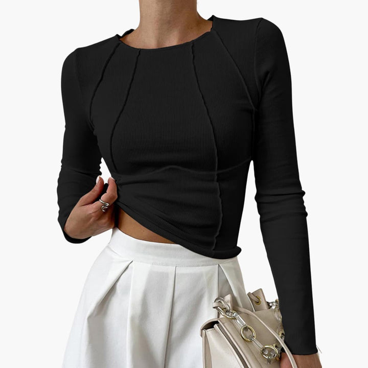 Valerie | Effortless Sculpted Seam Long Sleeve Top with Ribbed Texture