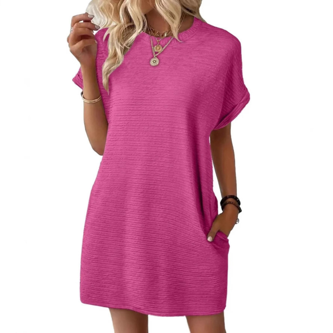 EVASHA™ – Robe d'été minimaliste décontractée à col rond