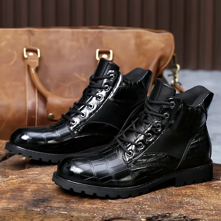 Isaac™ - Bottines Chelsea élégantes en cuir de crocodile