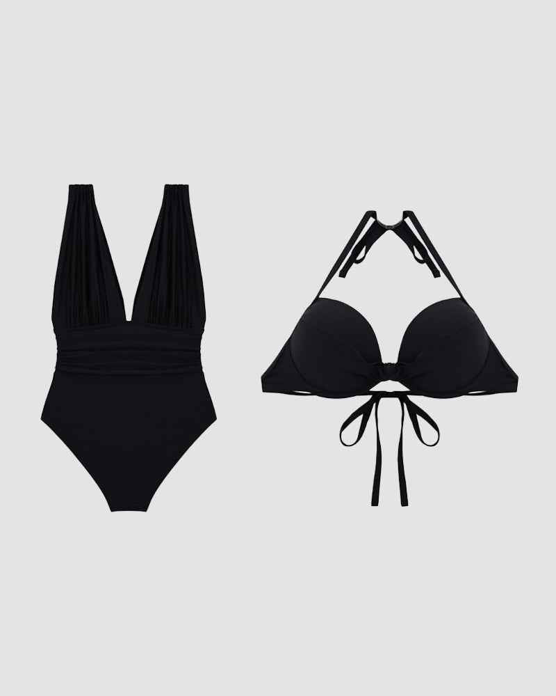 Shaping Swimsuit with Deep V-Neck