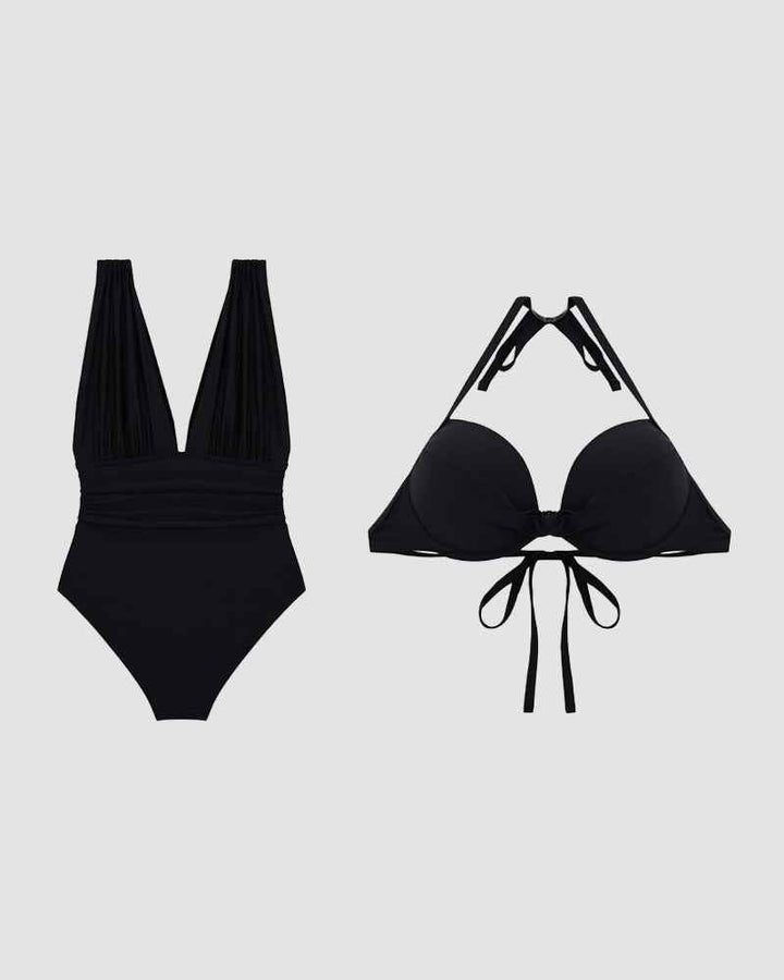 Shaping Swimsuit with Deep V-Neck