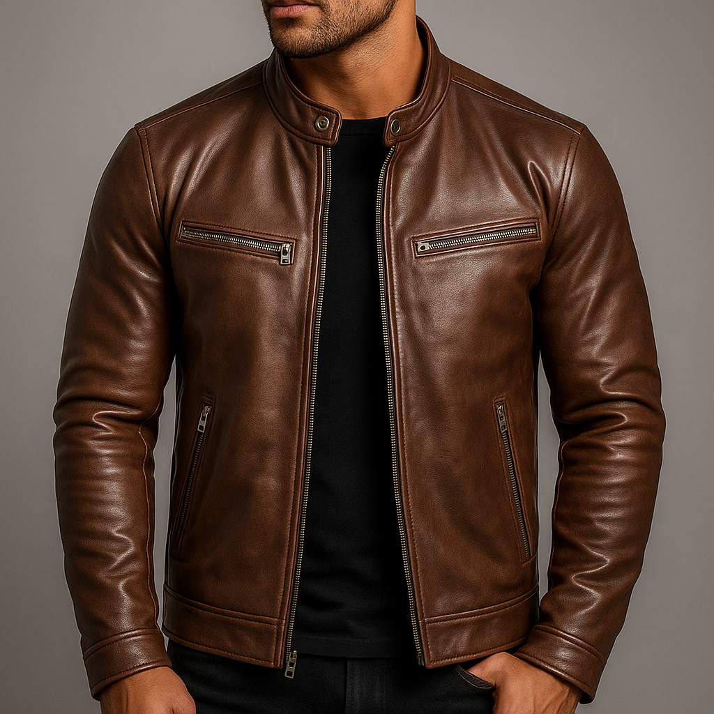 Leon | Casual Leather Jacket with Soft Lining and Fitted Cut