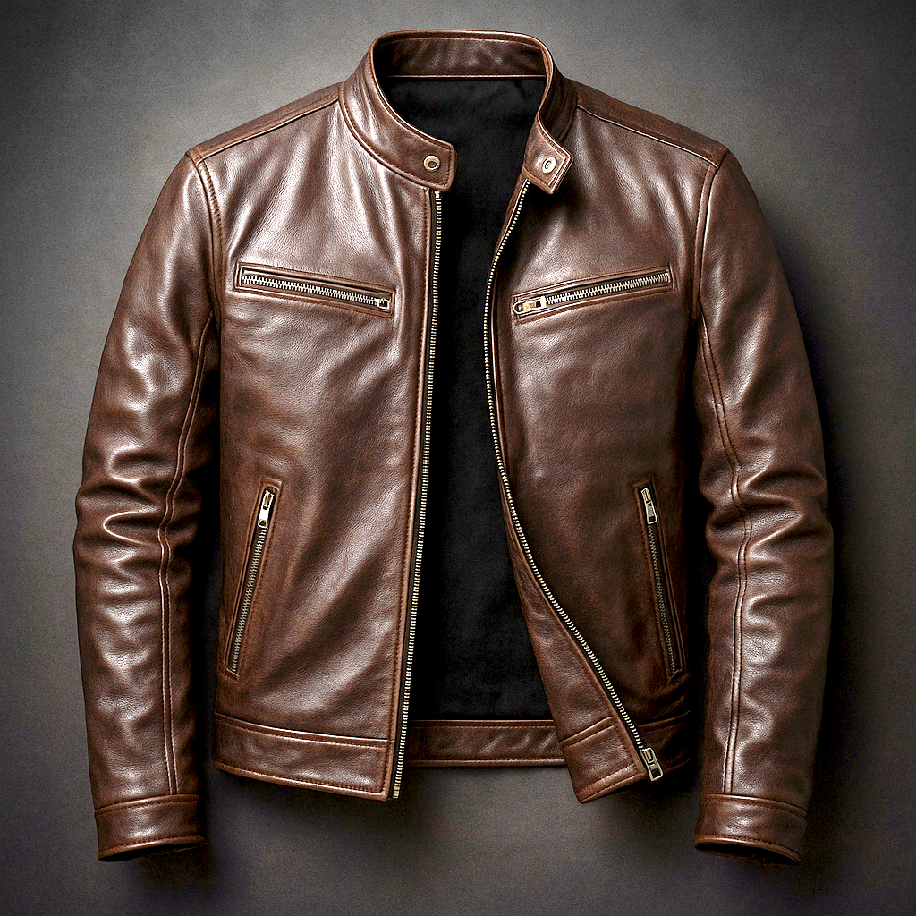 Leon | Casual Leather Jacket with Soft Lining and Fitted Cut