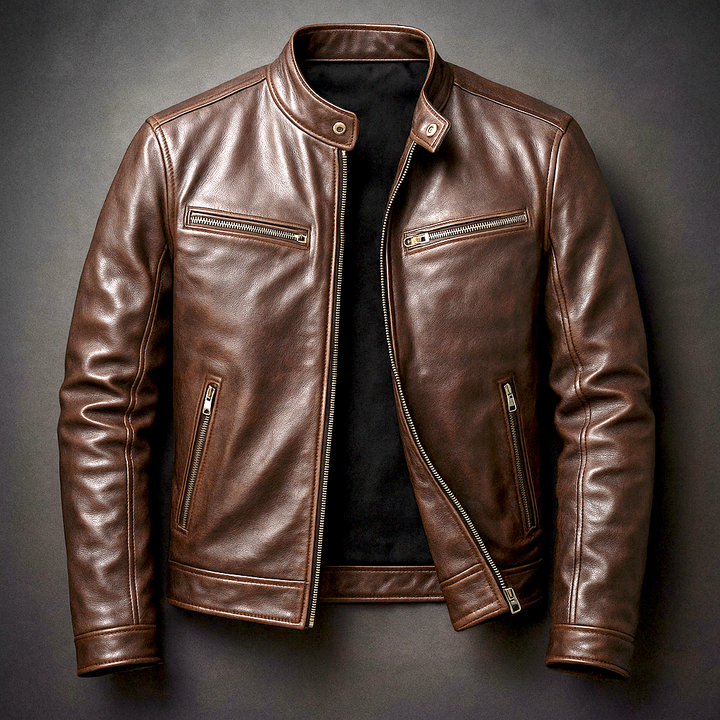 Leon | Casual Leather Jacket with Soft Lining and Fitted Cut