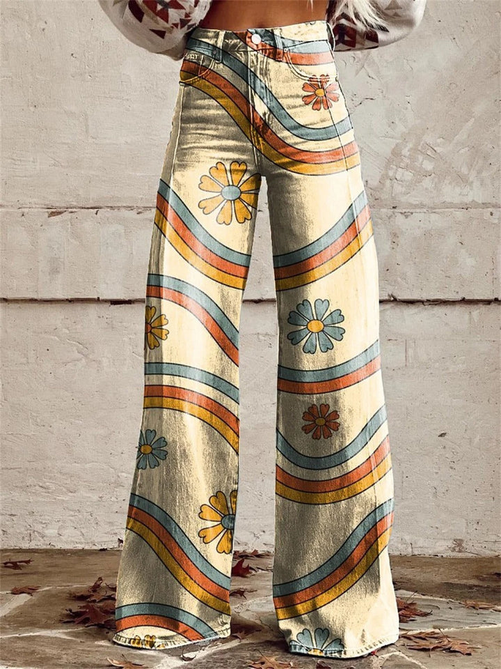 Lily™ - Pantalon large rayé multicolore stylé