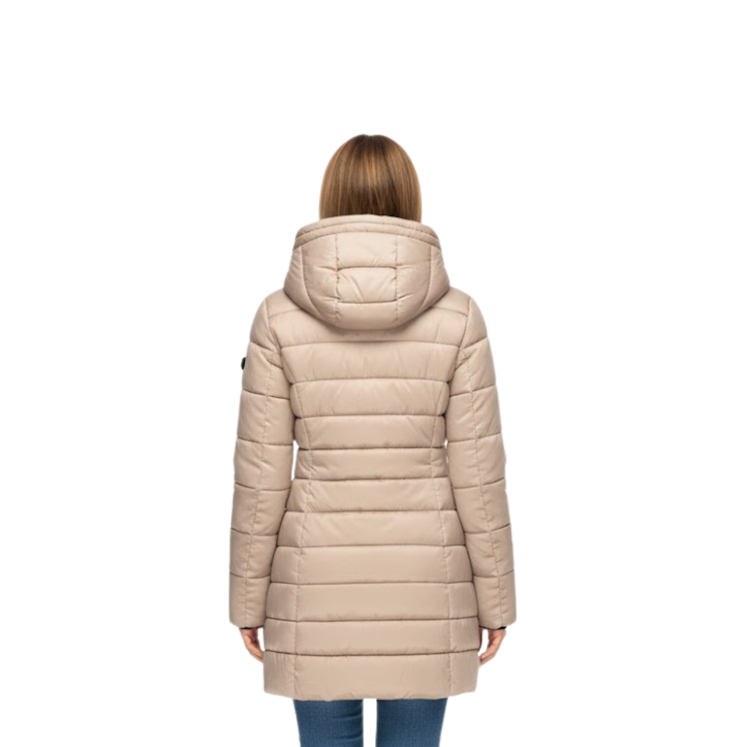 Fernanda | Parka acolchoada com isolamento, capuz funcional e fechamento com zíper