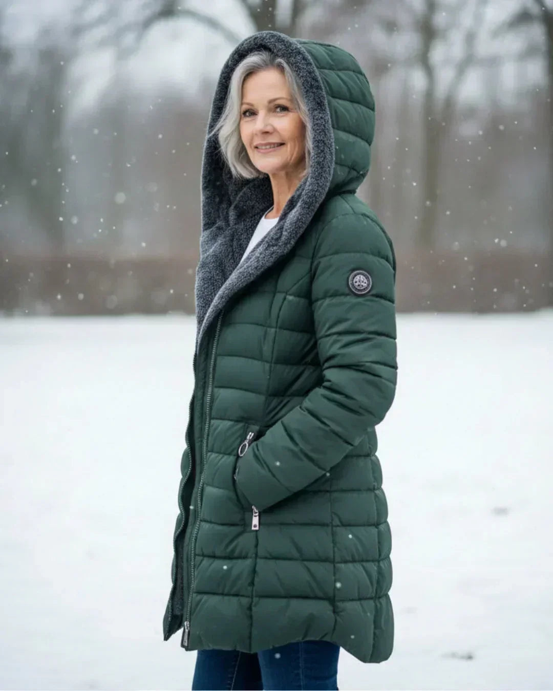 Apolline | Padded Long Quilted Jacket with A-Line Cut and Front Zip Closure