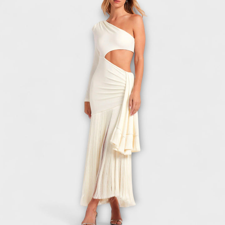 Alice - Robe maxi à franges et découpes accrocheuses