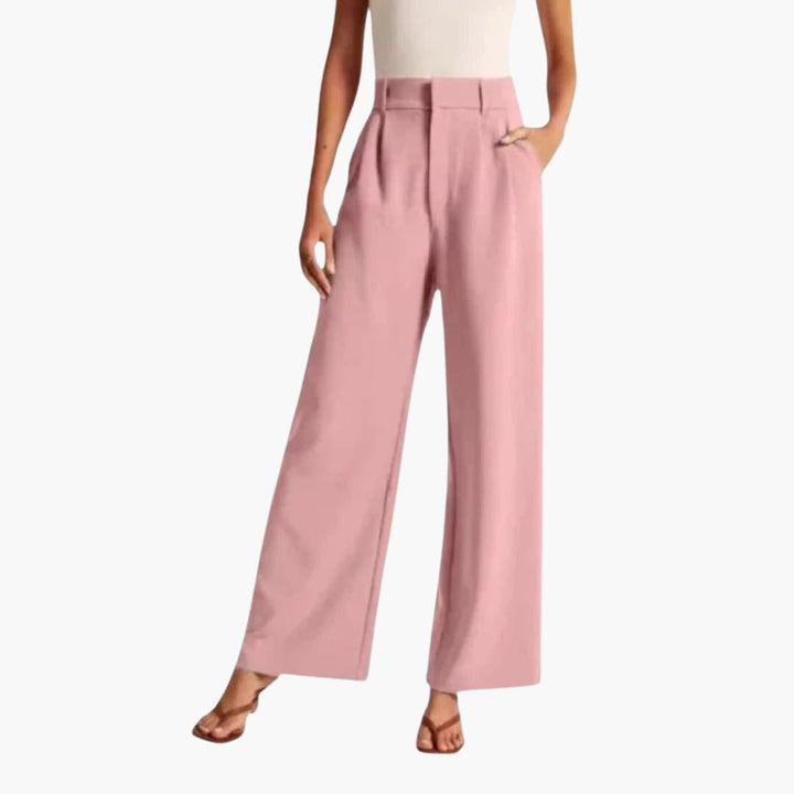 Delia | Tailored High-Waist Wide-Leg Trousers with Pleated Detail