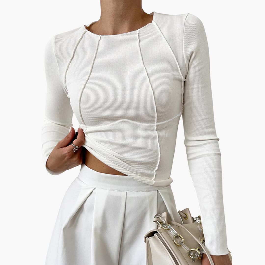 Valerie | Effortless Sculpted Seam Long Sleeve Top with Ribbed Texture