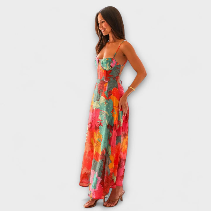 Audrey - Robe à Bretelles Imprimé Floral pour Femme - Stylée et Séduisante
